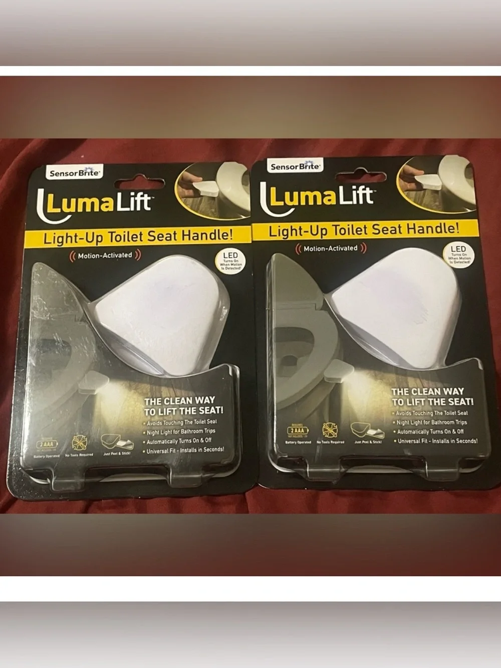 Lot of 4 LumaLift Motion-Activated LED Light-Up Toilet Seat Handles NEW